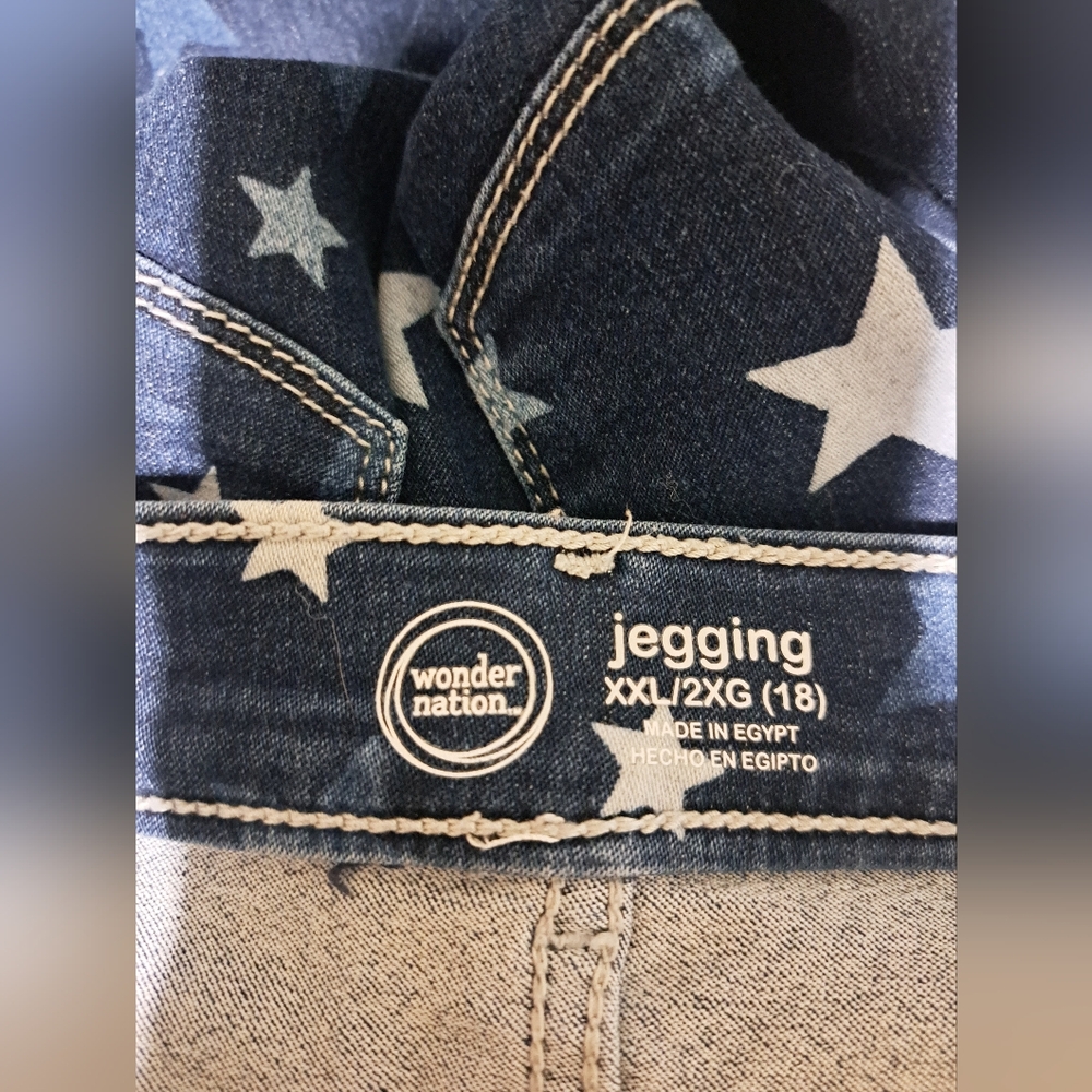 WONDER NATION Girls Fashion Star Print Jeggings ~ Patriotic Summer - Picture 7 of 9